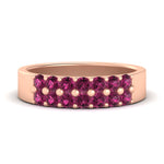 Load image into Gallery viewer, gold-double-rows-0.75-ct-pink-sapphire-wedding-ring-in-rose-gold-FD11382BGSADRPI-0.75CT-NL-RG