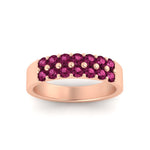 Load image into Gallery viewer, gold-double-rows-0.75-ct-pink-sapphire-wedding-ring-in-rose-gold-FD11382BGSADRPIANGLE5-0.75CT-NL-RG