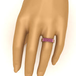 Load image into Gallery viewer, gold-double-rows-0.75-ct-pink-sapphire-wedding-ring-in-rose-gold-FD11382BGSADRPIHAND-0.75CT-NL-RG