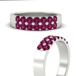 Load image into Gallery viewer, gold-double-rows-0.75-ct-pink-sapphire-wedding-ring-in-white-gold-FD11382BGSADRPIANGLE3-0.75CT-NL-WG