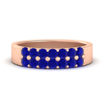 Load image into Gallery viewer, gold-double-rows-0.75-ct-sapphire-wedding-ring-in-rose-gold-FD11382BGSABL-0.75CT-NL-RG