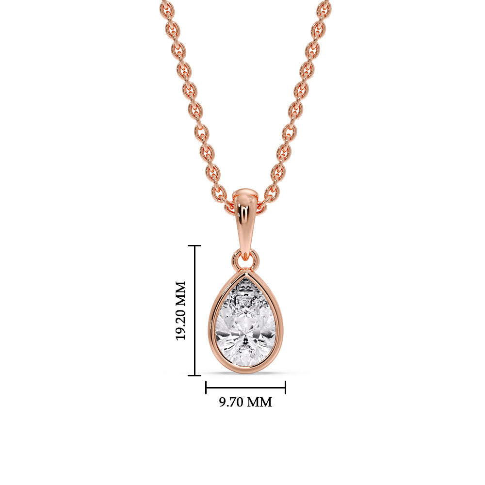 Bezel Pear Water Drop Solitaire Pendant