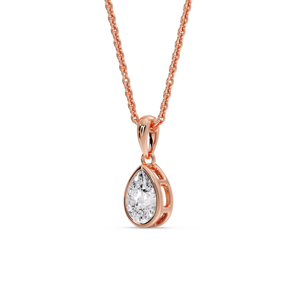 Bezel Pear Water Drop Solitaire Pendant
