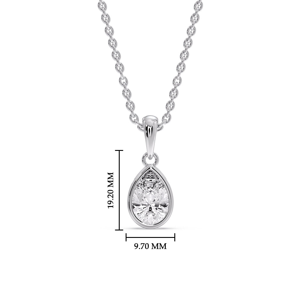 Bezel Pear Water Drop Solitaire Pendant