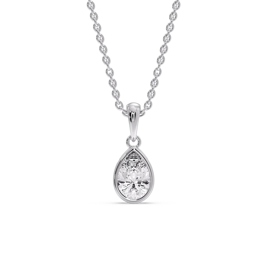 Bezel Pear Water Drop Solitaire Pendant