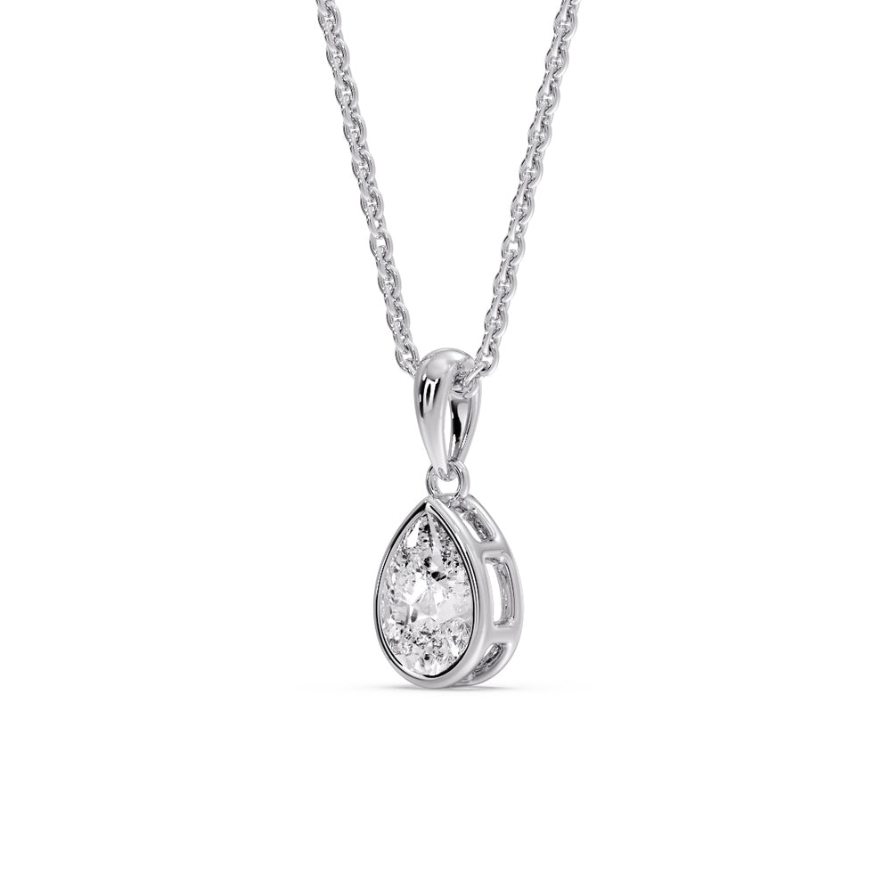Bezel Pear Water Drop Solitaire Pendant