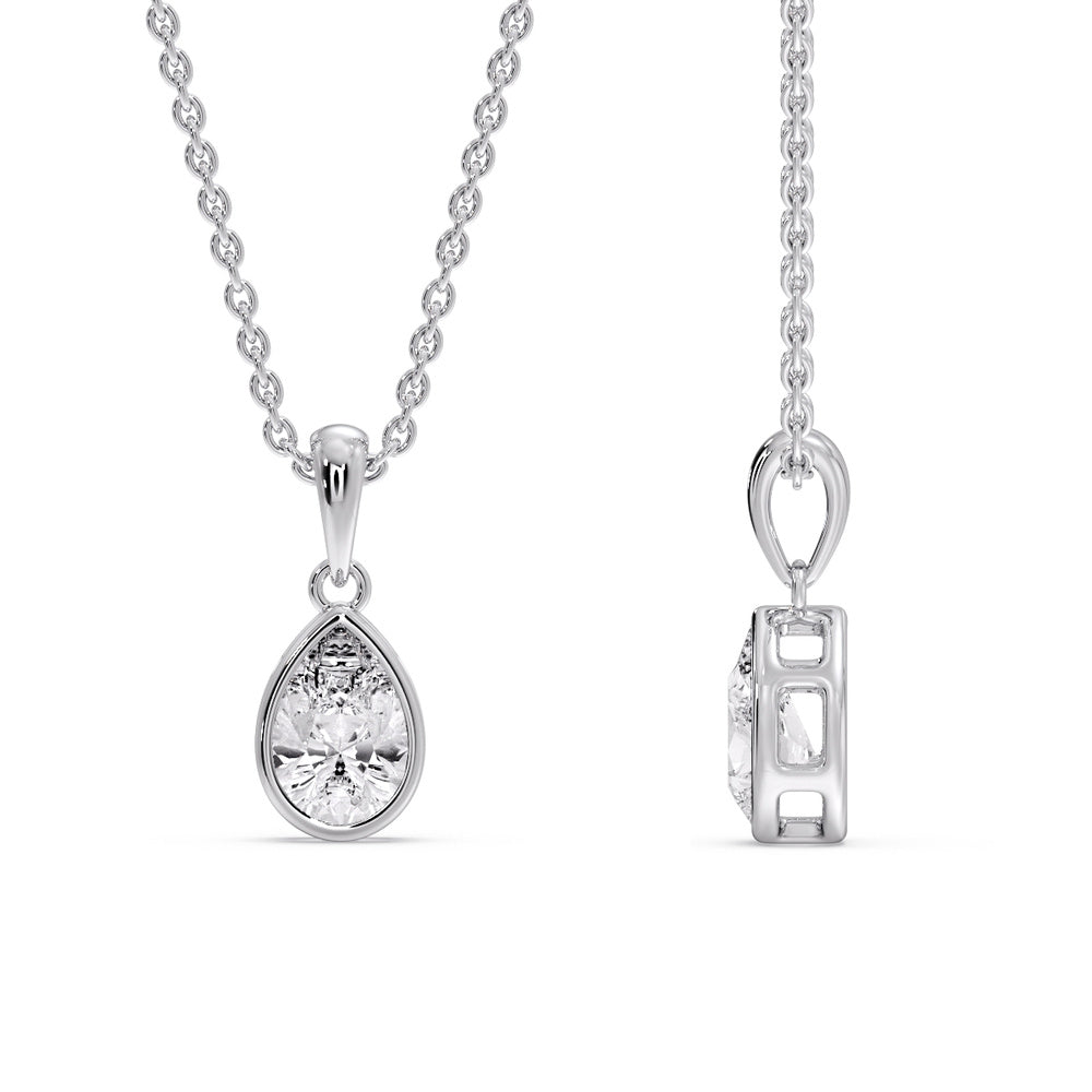 Bezel Pear Water Drop Solitaire Pendant
