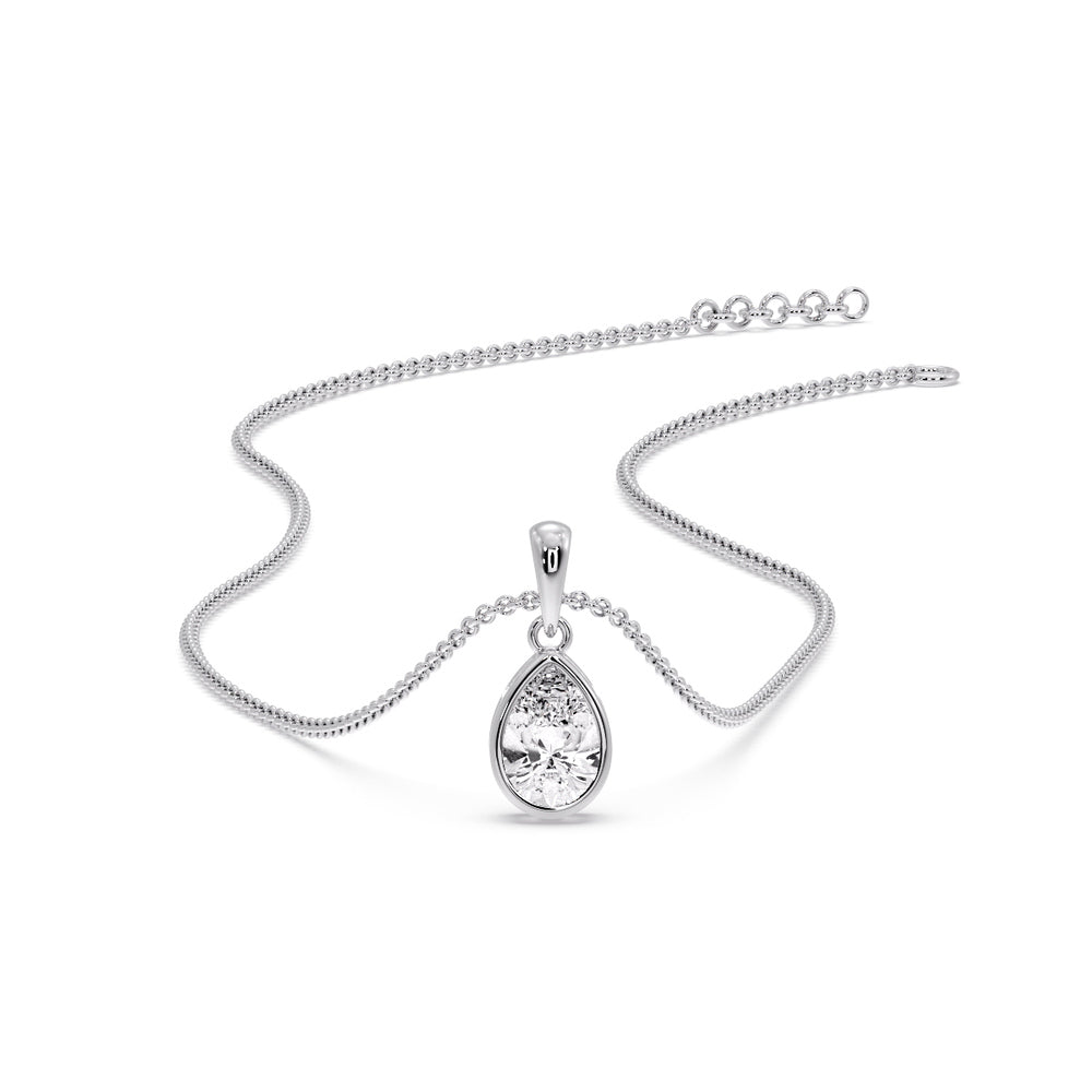 Bezel Pear Water Drop Solitaire Pendant