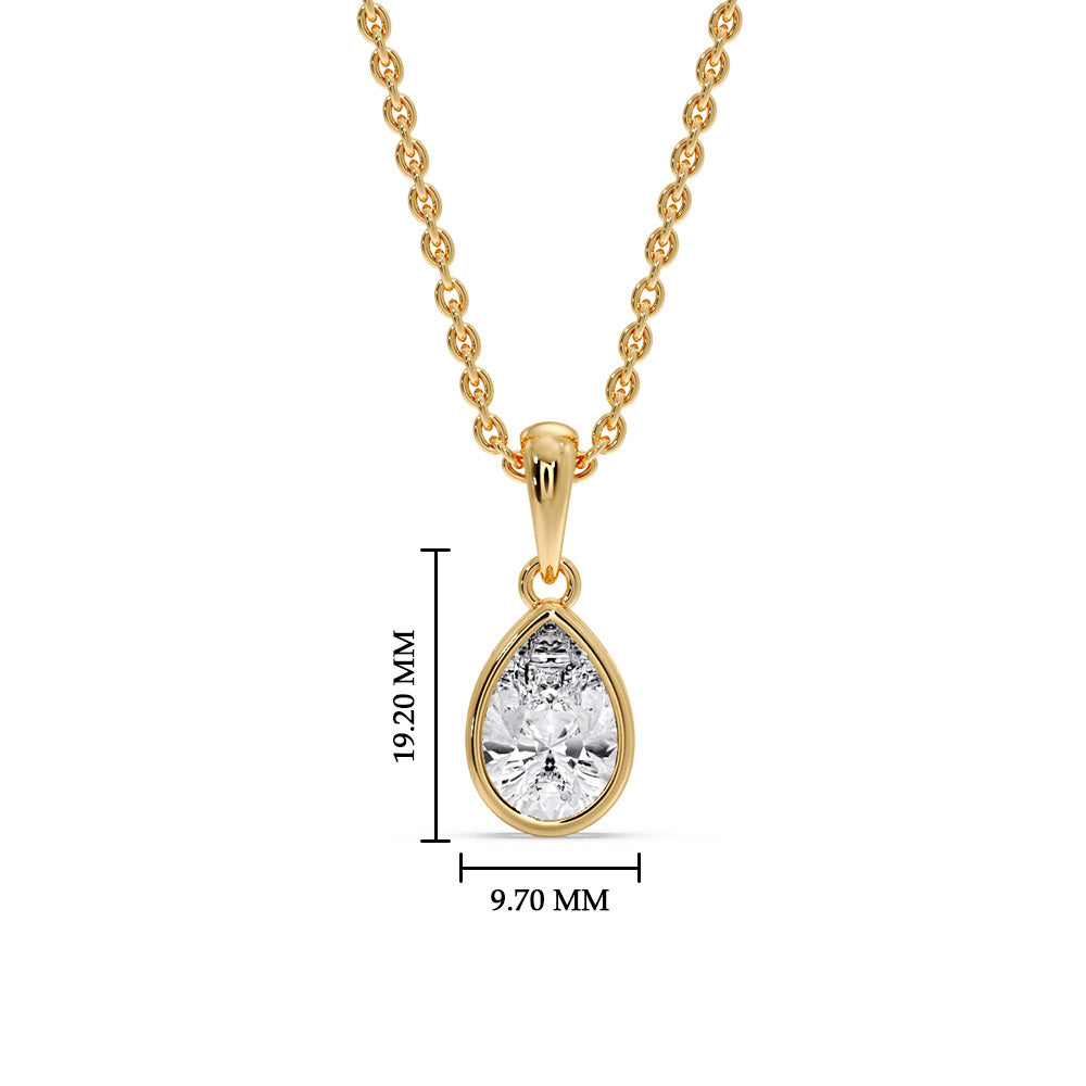 Bezel Pear Water Drop Solitaire Pendant