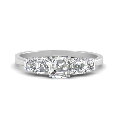 Graduated Asscher Cut Modern Engagement Ring