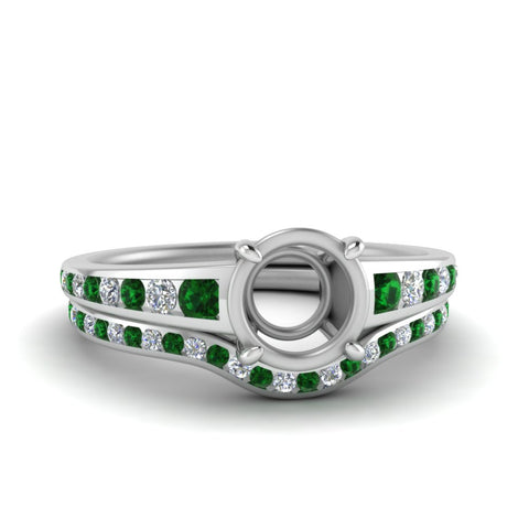 graduated-channel-semi-mount-diamond-wedding-set-with-emerald-in-FD122866SMGEMGR-NL-WG