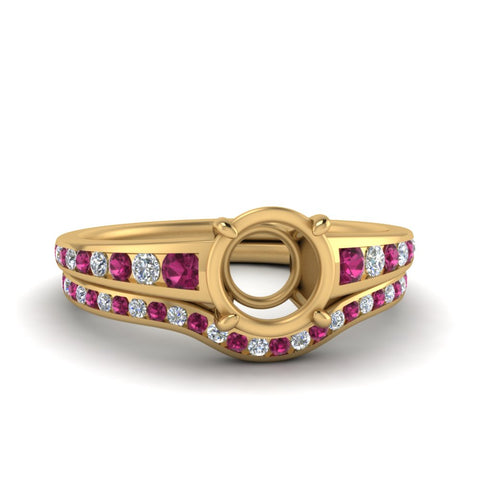 graduated-channel-semi-mount-diamond-wedding-set-with-pink-sapphire-in-FD122866SMGSADRPI-NL-YG