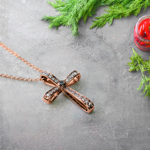 graduated-diamond-cross-pendant-necklace-in-rose-gold-in-fdpd10815-nl-rg