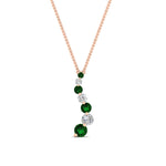 Load image into Gallery viewer, graduated-diamond-pendant-with-emerald-in-FDPD1704ROGEMGR-1.00CT-NL-RG