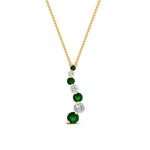 Load image into Gallery viewer, graduated-diamond-pendant-with-emerald-in-FDPD1704ROGEMGR-1.00CT-NL-YG