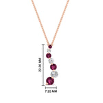 Load image into Gallery viewer, graduated-diamond-pendant-with-pink-sapphire-in-FDPD1704ROGSADRPI-1.00CT-NL-RG