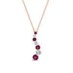 Load image into Gallery viewer, graduated-diamond-pendant-with-pink-sapphire-in-FDPD1704ROGSADRPI-1.00CT-NL-RG