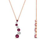 Load image into Gallery viewer, graduated-diamond-pendant-with-pink-sapphire-in-FDPD1704ROGSADRPI-1.00CT-NL-RG