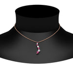 Load image into Gallery viewer, graduated-diamond-pendant-with-pink-sapphire-in-FDPD1704ROGSADRPI-1.00CT-NL-RG