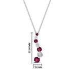Load image into Gallery viewer, graduated-diamond-pendant-with-pink-sapphire-in-FDPD1704ROGSADRPI-1.00CT-NL-WG