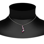 Load image into Gallery viewer, graduated-diamond-pendant-with-pink-sapphire-in-FDPD1704ROGSADRPI-1.00CT-NL-WG