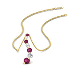 Load image into Gallery viewer, graduated-diamond-pendant-with-pink-sapphire-in-FDPD1704ROGSADRPI-1.00CT-NL-YG