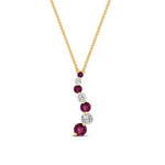 Load image into Gallery viewer, graduated-diamond-pendant-with-pink-sapphire-in-FDPD1704ROGSADRPI-1.00CT-NL-YG