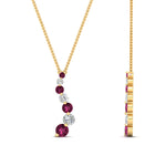 Load image into Gallery viewer, graduated-diamond-pendant-with-pink-sapphire-in-FDPD1704ROGSADRPI-1.00CT-NL-YG