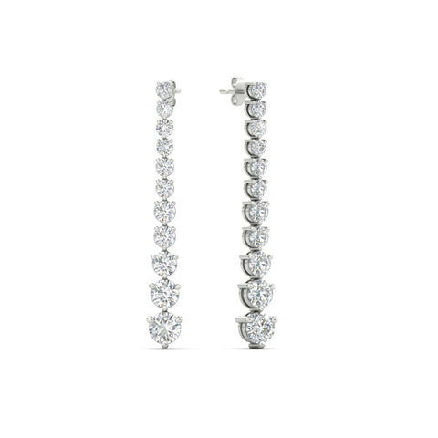 Graduated Round Diamond Drop Earrings
