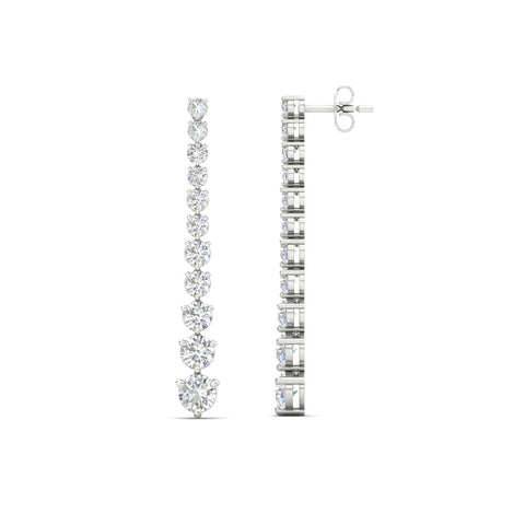 Graduated Round Diamond Drop Earrings