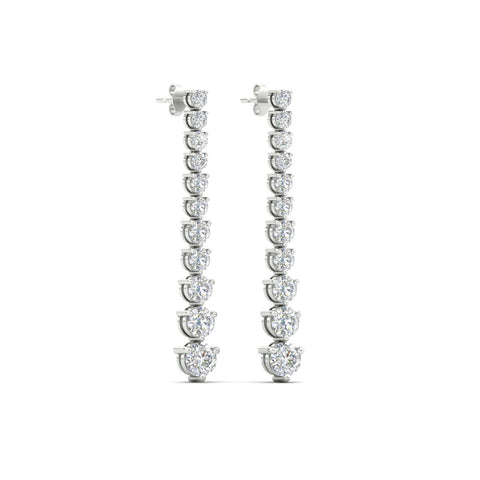 Graduated Round Diamond Drop Earrings