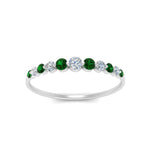 Load image into Gallery viewer, graduated-womens-stackable-diamond-ring-with-emerald-in-white-gold-FD9491B-(0.35ct)GEMGR-NL-WG.jpg
