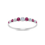 Load image into Gallery viewer, graduated-womens-stackable-diamond-ring-with-pink-sapphire-in-white-gold-FD9491B-(0.35ct)GSADRPI-NL-WG.jpg
