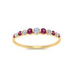 Load image into Gallery viewer, graduated-womens-stackable-diamond-ring-with-pink-sapphire-in-yellow-gold-FD9491B-(0.35ct)GSADRPI-NL-YG.jpg
