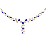 Load image into Gallery viewer, graduated-zigzag-drop-diamond-necklace-with-blue-sapphire-in--FDNK8197GSABL-NL-YG
