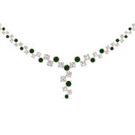 Load image into Gallery viewer, graduated-zigzag-drop-diamond-necklace-with-emerald-in-FDNK8197GEMGR-NL-RG
