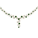 Load image into Gallery viewer, graduated-zigzag-drop-diamond-necklace-with-emerald-in--FDNK8197GEMGR-NL-YG

