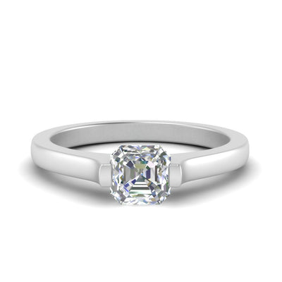 Asscher Cut Half Bezel Engagement Ring