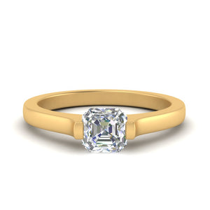 Asscher Cut Half Bezel Engagement Ring