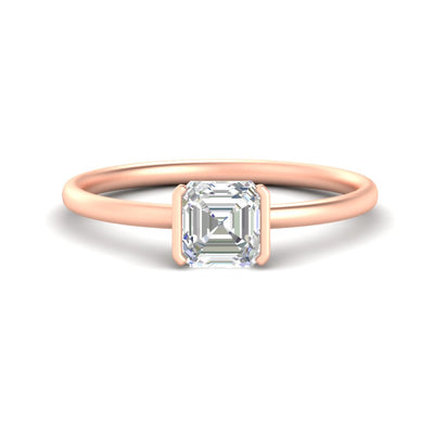 Asscher Cut Half Bezel Solitaire Engagement Ring