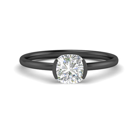Cushion Cut Half Bezel Solitaire Engagement Ring