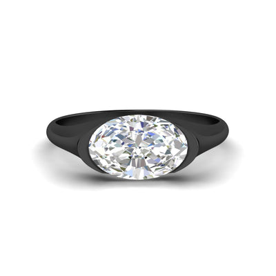 Half Bezel East West Oval Engagement Ring