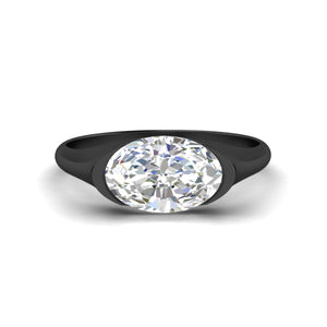 Half Bezel East West Oval Engagement Ring