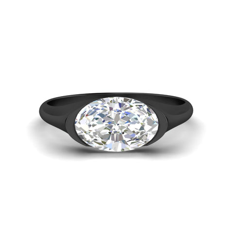 Half Bezel East West Oval Engagement Ring