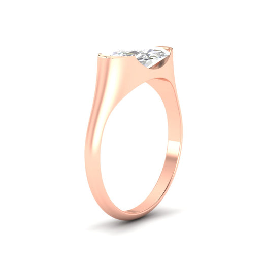 Half Bezel East West Oval Engagement Ring