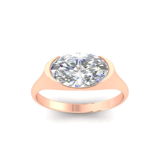 Half Bezel East West Oval Engagement Ring