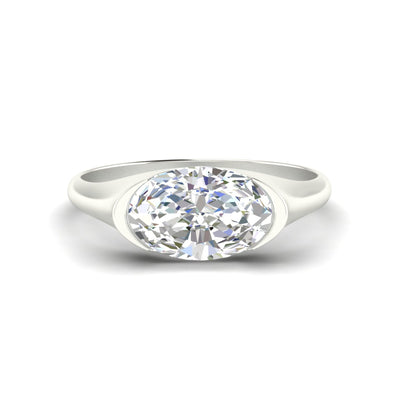 Half Bezel East West Oval Engagement Ring