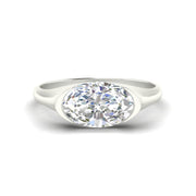 Half Bezel East West Oval Engagement Ring