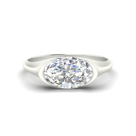 Half Bezel East West Oval Engagement Ring