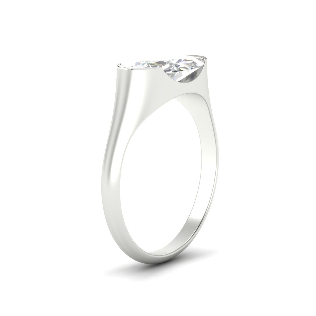 Half Bezel East West Oval Engagement Ring